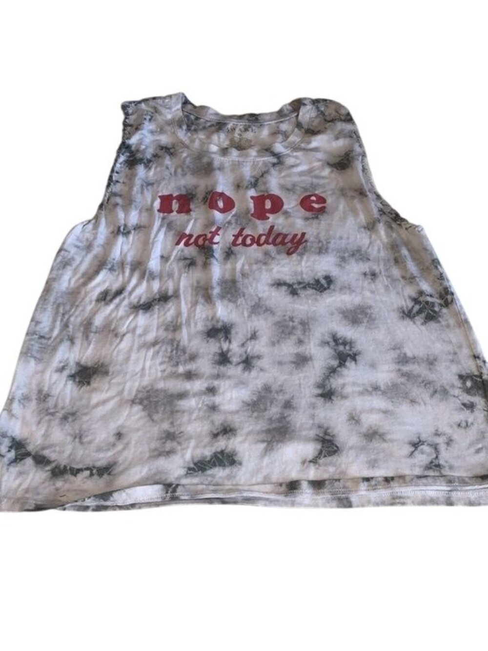 Awake XL Tie-Dye Tank Top "Nope Not Today" Gray & White Sleeveless Womens Casual - Picture 3 of 8